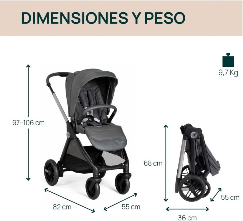Chicco Bellagio Stroller 0m-4y (0-22kg), Black Satin - Image 3
